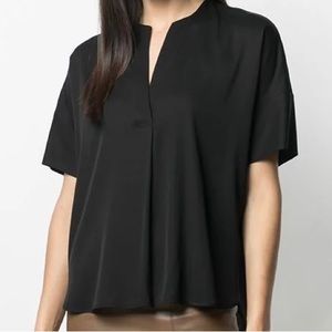 Vince Silk Popover Blouse Black Sz XS